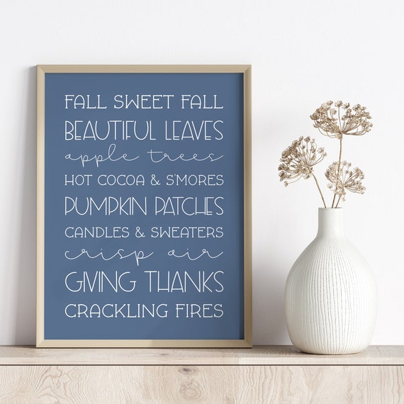 Fall Sweet Fall Autumn Typography Art Print