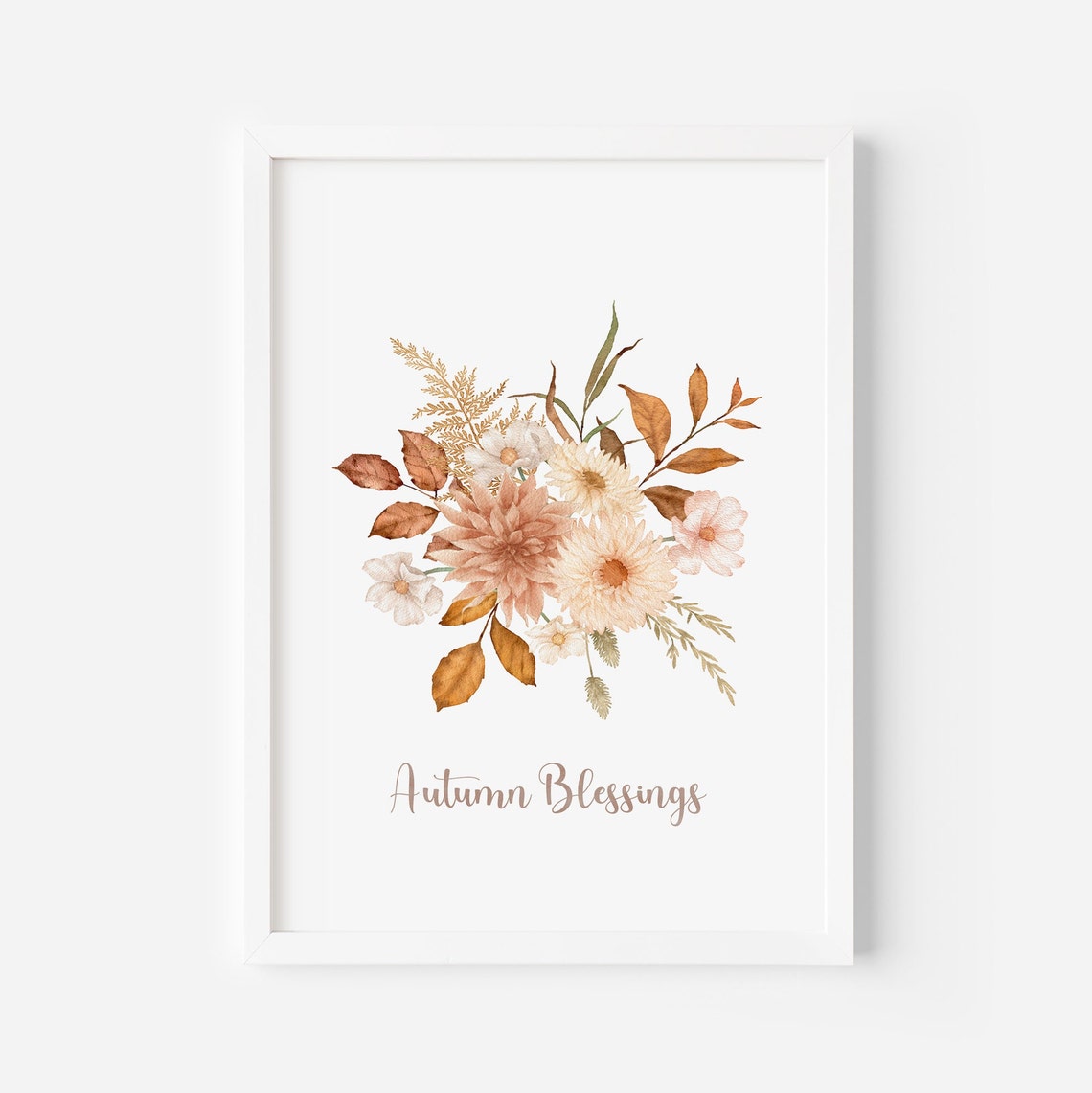 Autumn Blessings Warm Rust Floral Bouquet Thanksgiving Fall Wall Art - Image 2