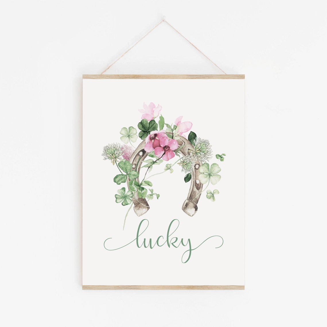 Lucky Horseshoe Shamrock Clover St Patricks Spring Wall Art Print - Image 2