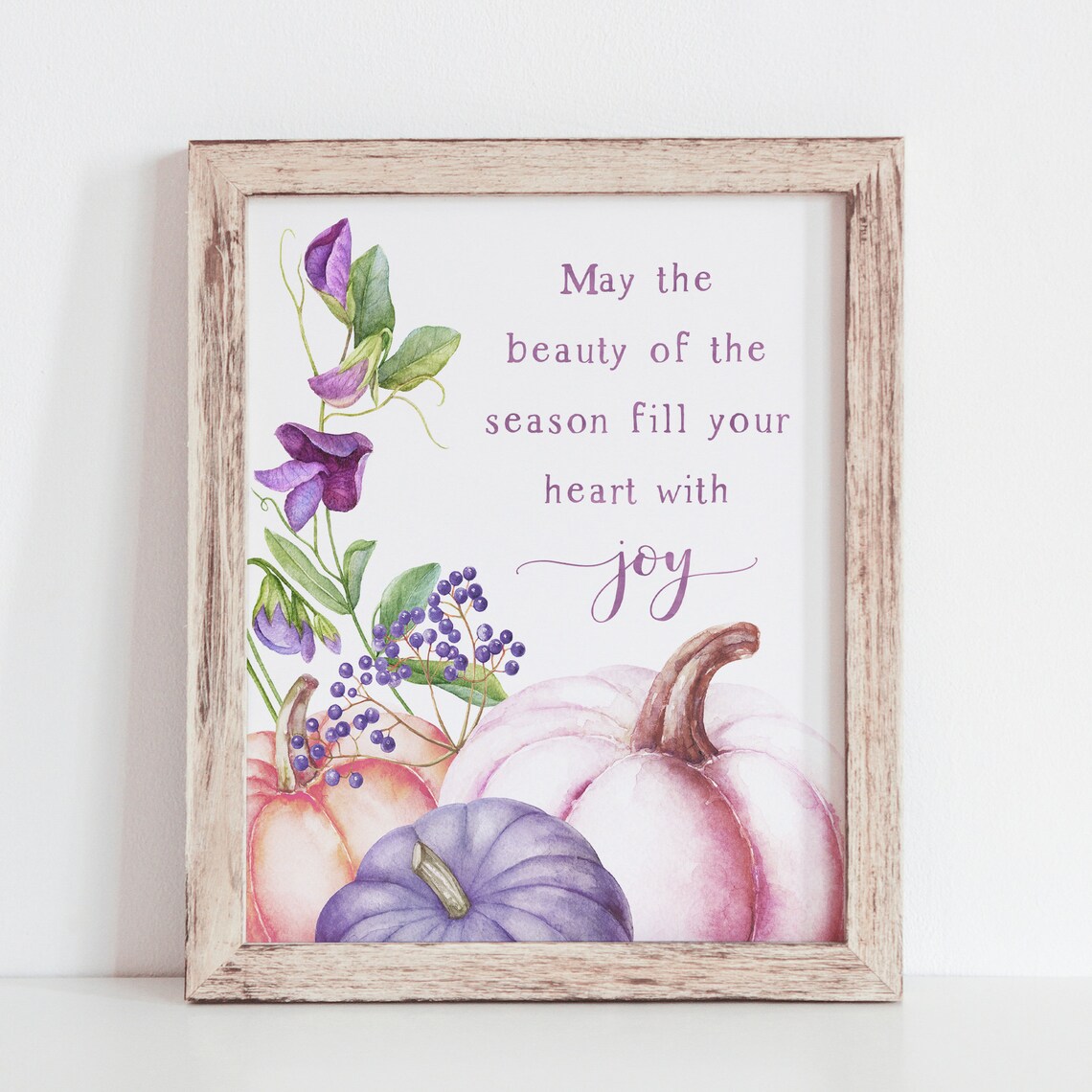 May The Beauty Of The Season Purple Pumpkins Fall Quote Print - Image 4