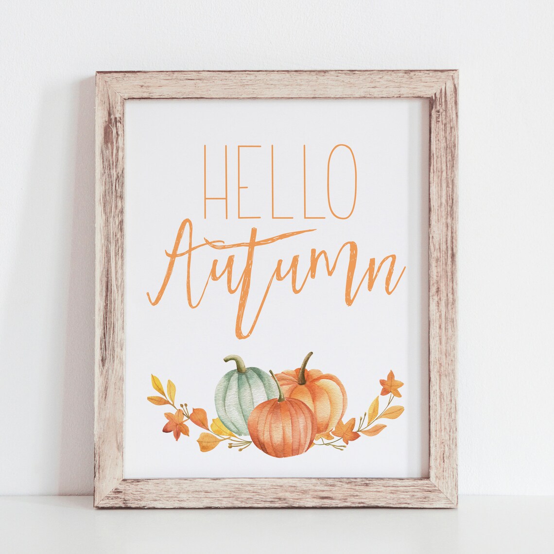 Hello Autumn Pumpkins And Leaves, Farmhouse Art Print - Image 5