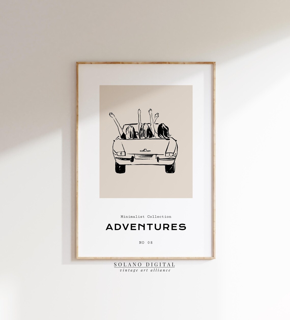 Adventures Girls Road Trip Convertible Minimalist Line Drawing Poster