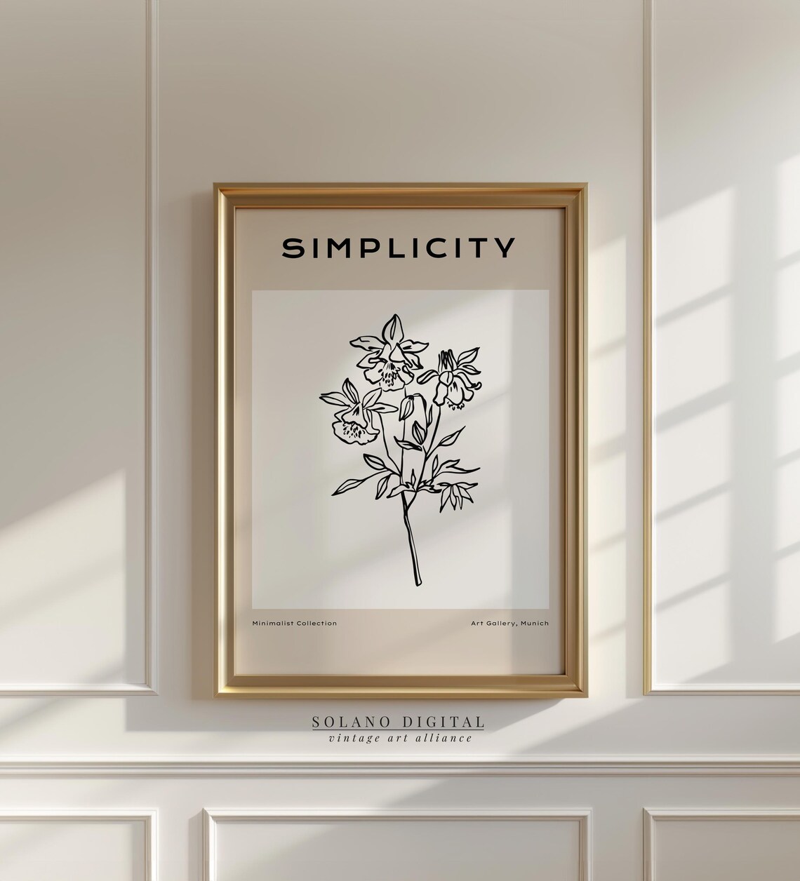 Minimalist Botanical Line Art Black And White Flower Illustration Modern Wall For Gallery Decor