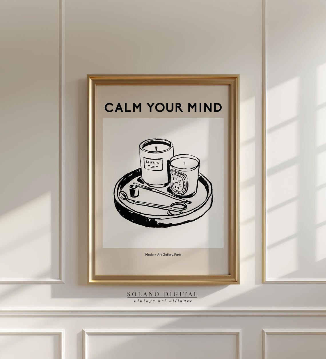 Calm Your Mind Scented Candles Ink Sketch Self Care Quote Wall Art