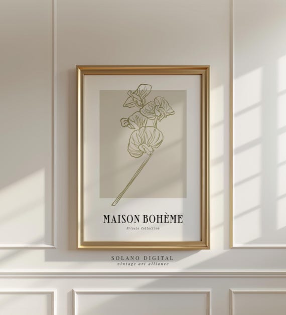 Boho Botanical Line Art Print Maison Bohme Floral Poster Wall Vintage Minimalist Private Collection