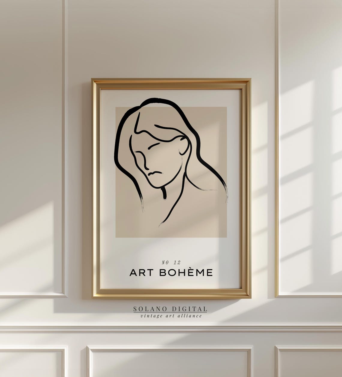 Art Boheme Serene Woman Face Single Line Art Minimalist Boho Poster
