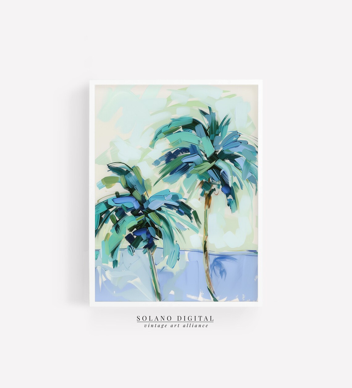 Palm Tree Tropical Beach Art Print, Modern Surfer Decor