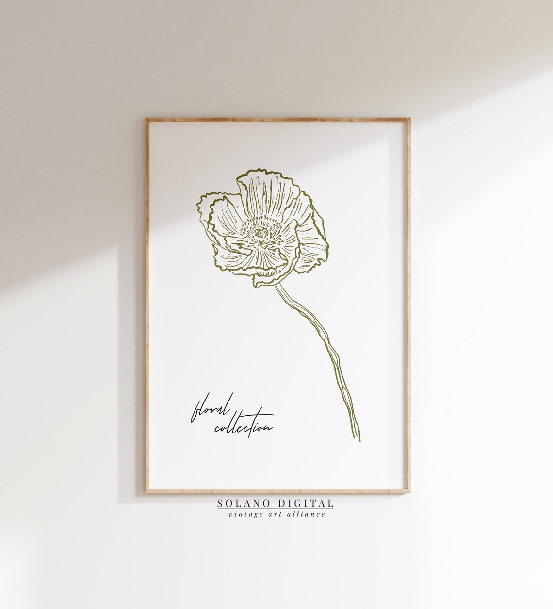 Minimalist Poppy Line Drawing Floral Collection Botanical Art Poster