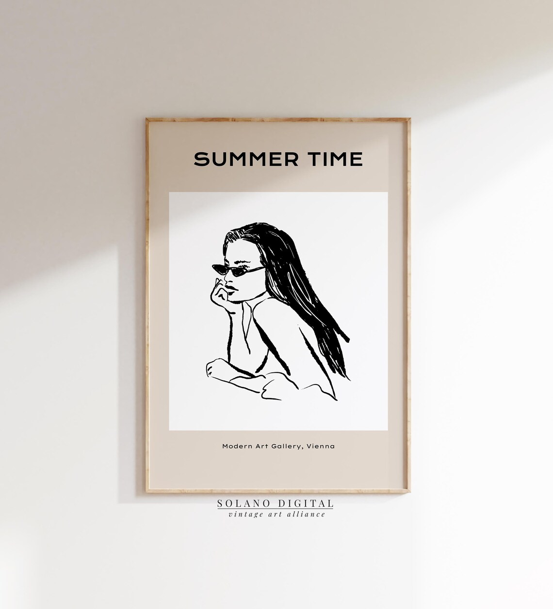 Summer Time Woman Sunglasses Minimalist Fashion Line Art Poster