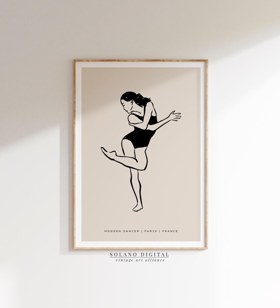 Modern Dancer Line Art Minimalist Ballet Wall Dance Poster Contemporary Figure Print