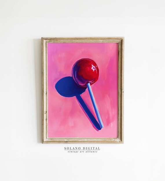 Candy Painting Lollipop Wall Art Pink Pop Poster Print Dopamine Decor