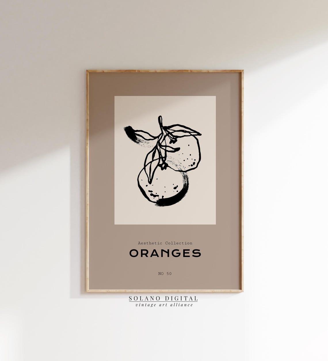 Minimalist Orange Line Art Print Modern Fruit Wall Kitchen Botanical Poster
