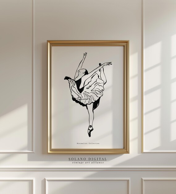 Ballet Dancer Line Art Minimalist Black And White Ballerina Poster