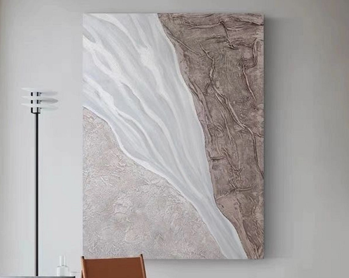 Beige And White Abstract Painting Beige White Wall Art White Texture Wall Art Beige White Wall Painting Beige White Wall Art - Image 5