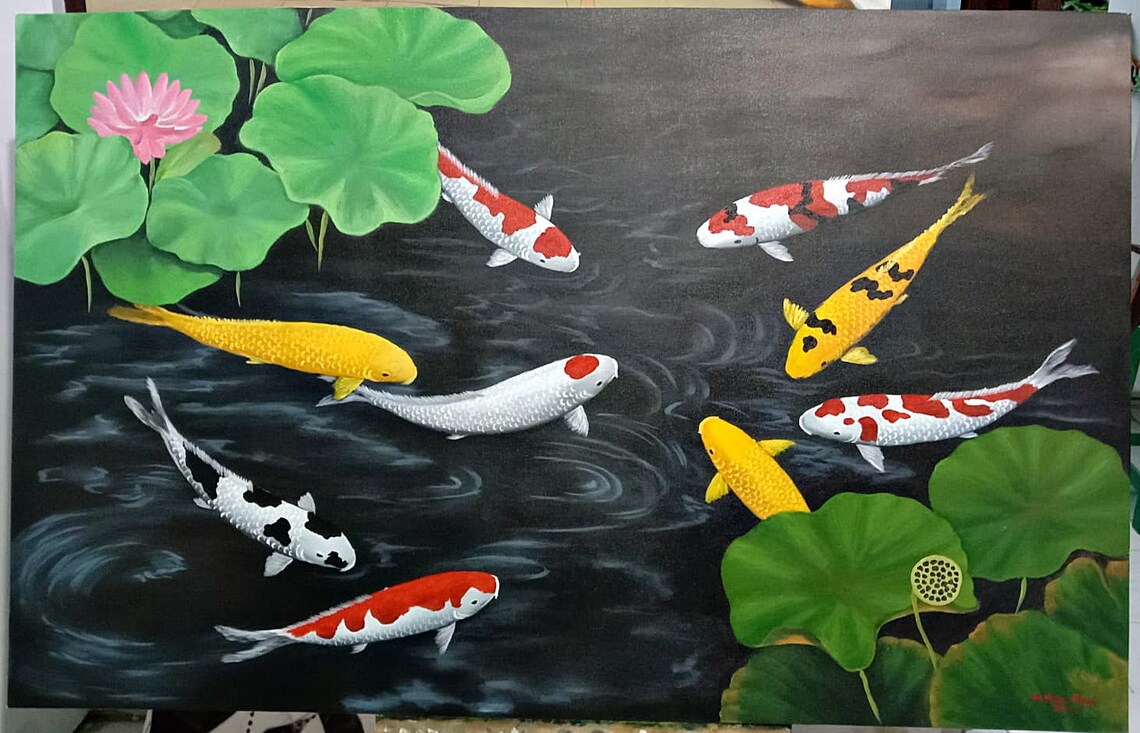 9 Koi Fish Painting With Charming Shape - Image 2