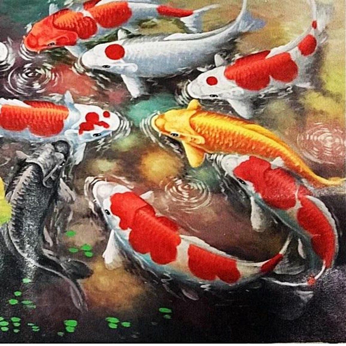 9 Koi Fish Painting, Modern Realistic Design - Image 3