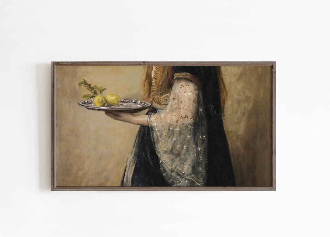 Classical Oil Painting Figure Holding Silver Tray of Lemons Poster - Image 3