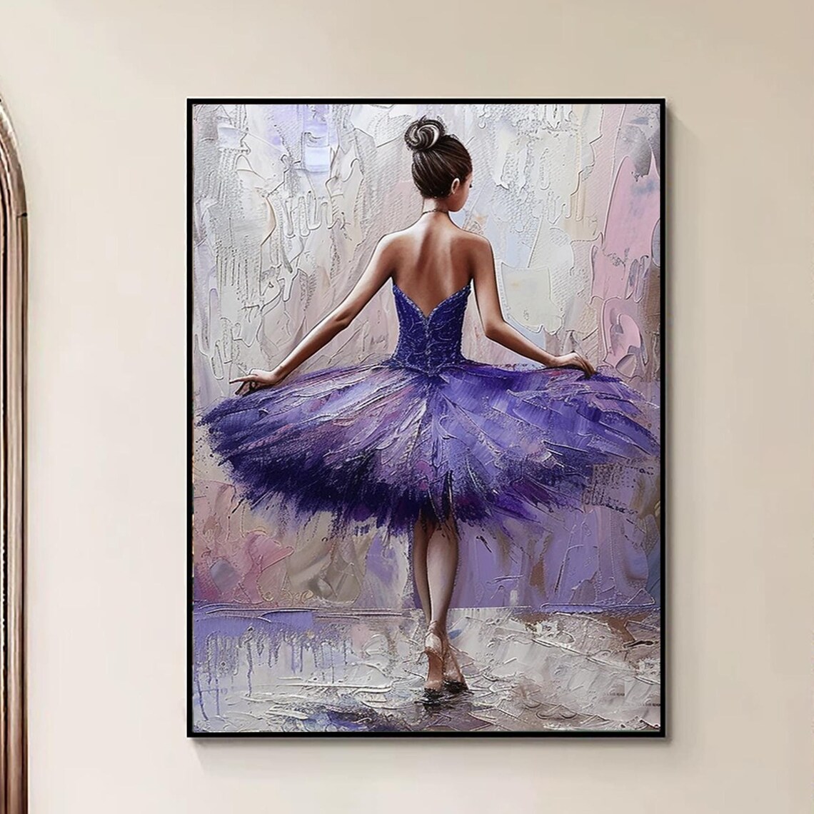 Ballerina Purple Tutu Dress From Behind Oil Painting Dancer Art Poster - Image 4