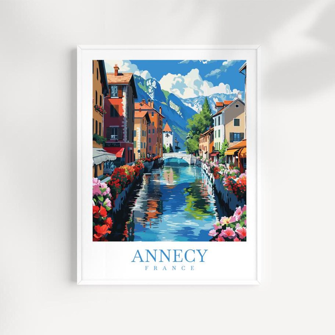 Annecy France Flower Canal Bridge Old Town Colors Travel Print