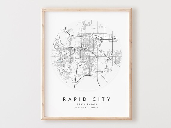 Rapid City Map Print South Dakota Street Wall Art