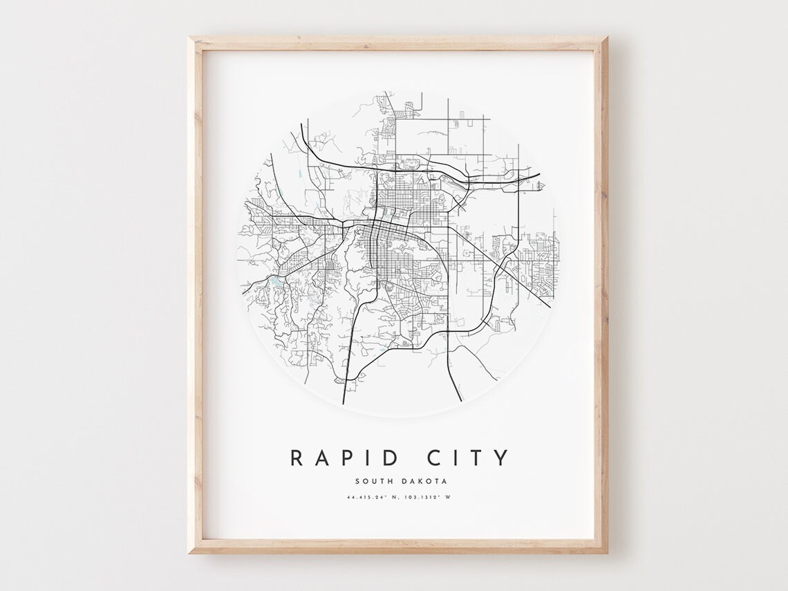 Rapid City Map Print South Dakota Street Wall Art