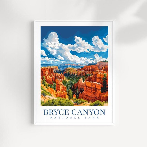 Bryce Canyon National Park Orange Hoodoos Under Big Clouds Poster