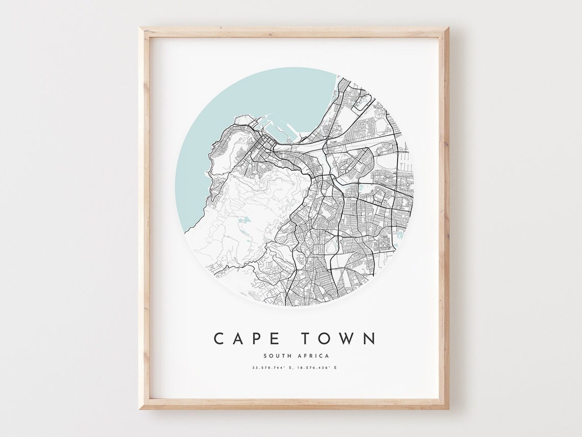 Cape Town Map Print City Street Art Poster