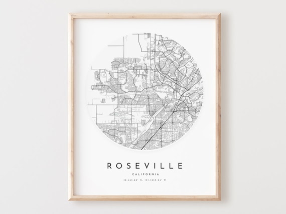 Roseville Map Print Modern City Street Art