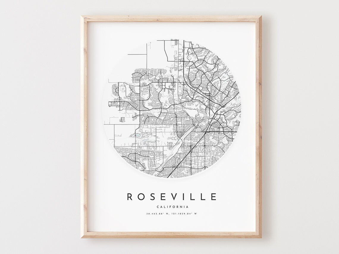 Roseville Map Print Modern City Street Art