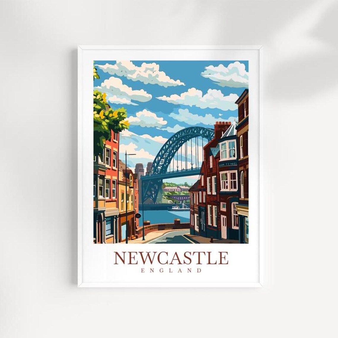 Newcastle England Tyne Bridge Quayside Historic Street Poster