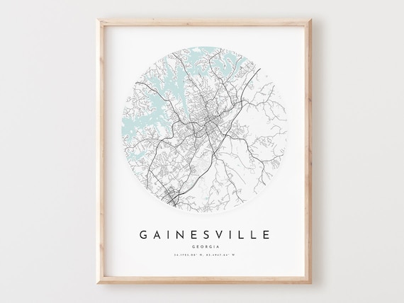 Gainesville Georgia Map Print City Street Art Poster