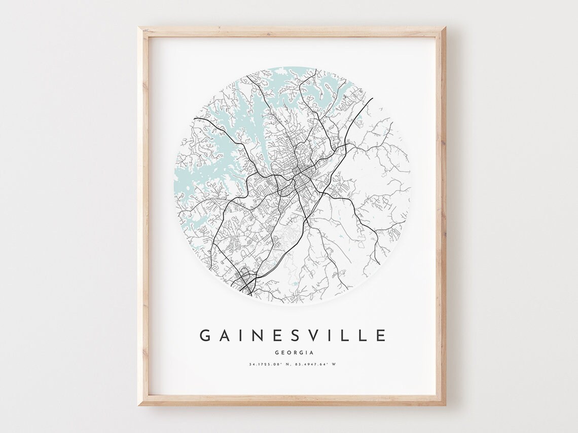 Gainesville Georgia Map Print City Street Art Poster