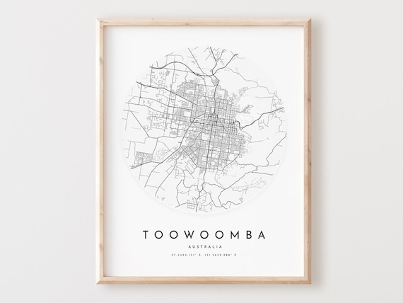 Toowoomba Map Print City Street Poster Wall Art