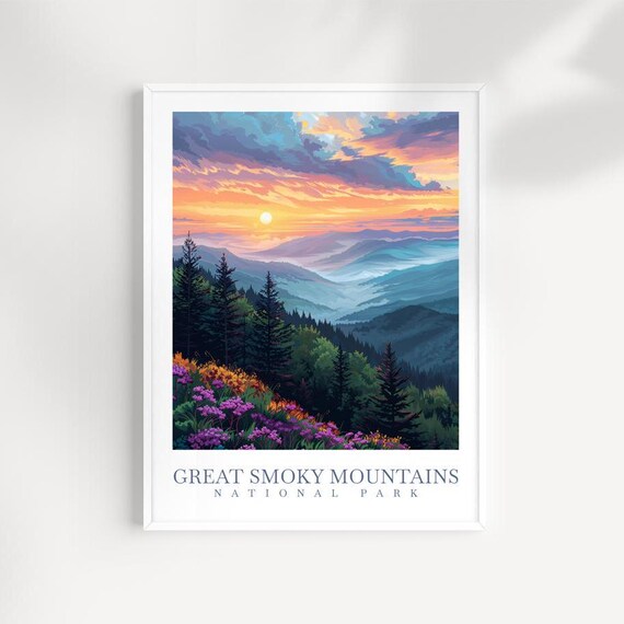 Great Smoky Mountains National Park Sunset Wildflowers Poster