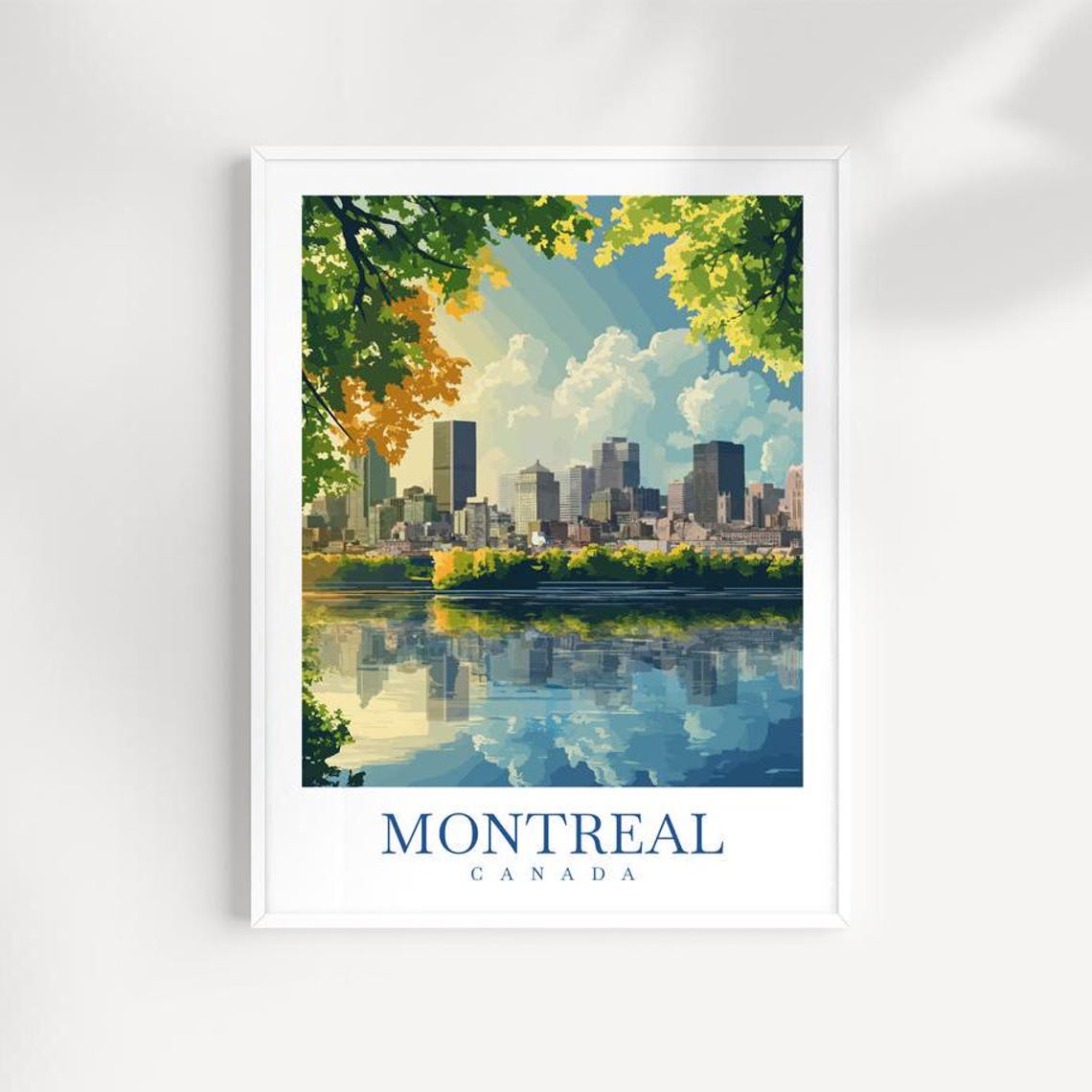 Montreal Canada Green Spring Skyline River View Travel Poster