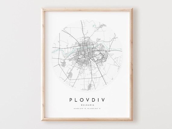 Plovdiv Map Print City Street Art Poster