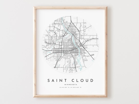 Saint Cloud Minnesota Map Art Print, City Streets