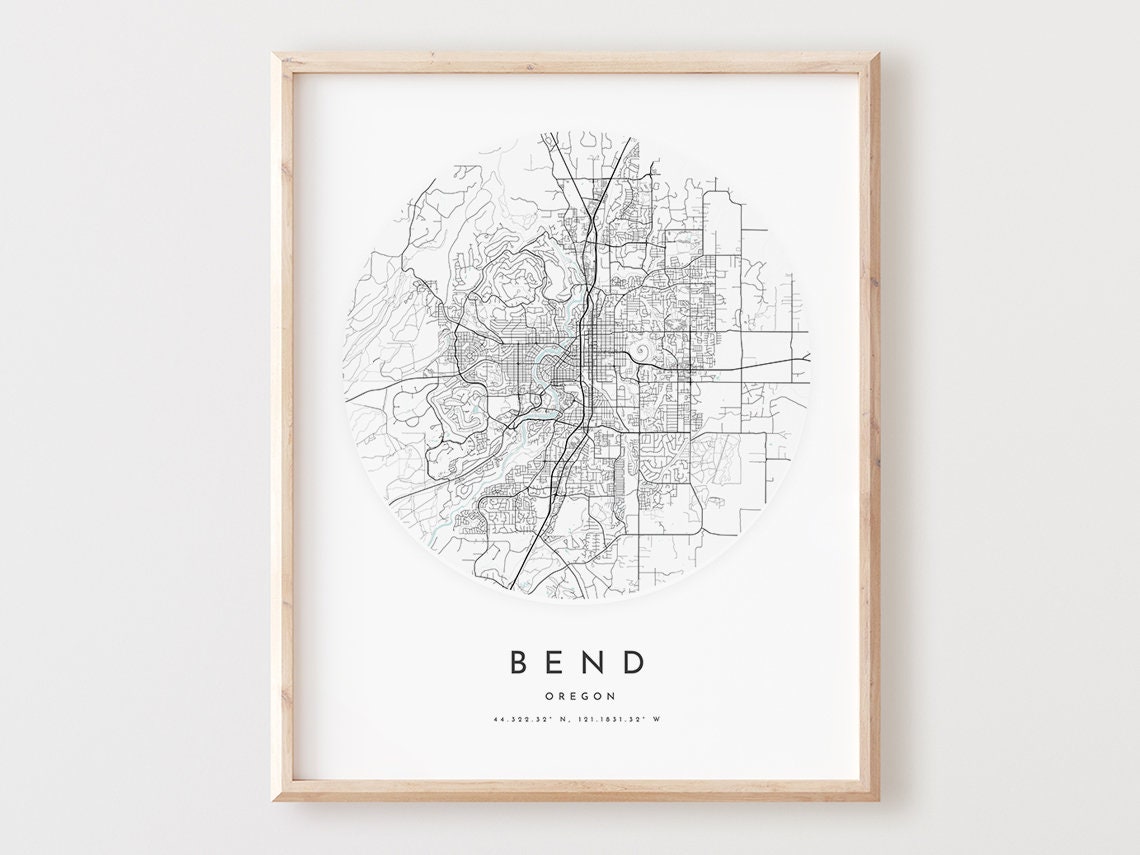 Bend Oregon Minimalist City Map Round Scandinavian Street Poster