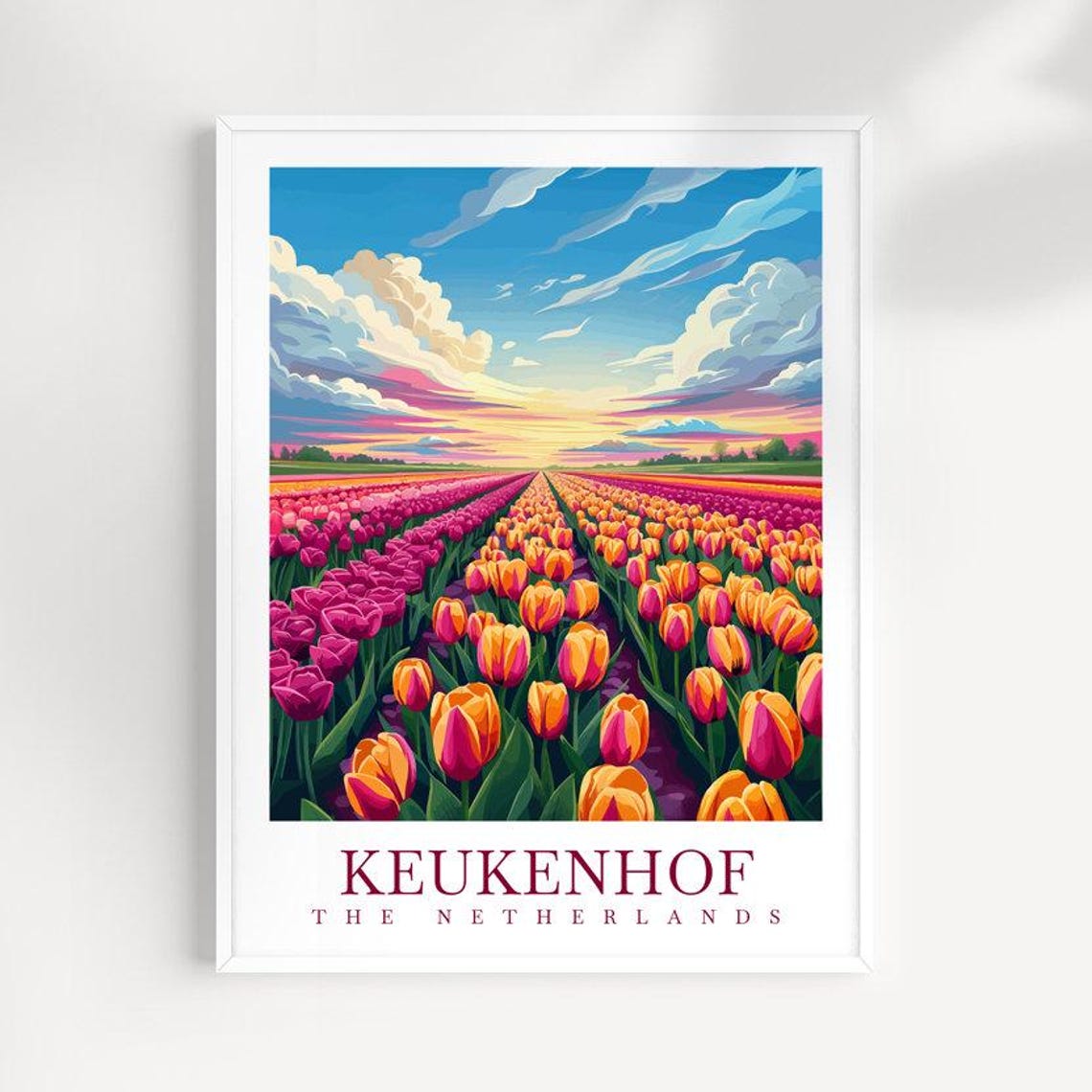 Keukenhof Netherlands Tulip Fields Sunset Spring Flower Fields Poster