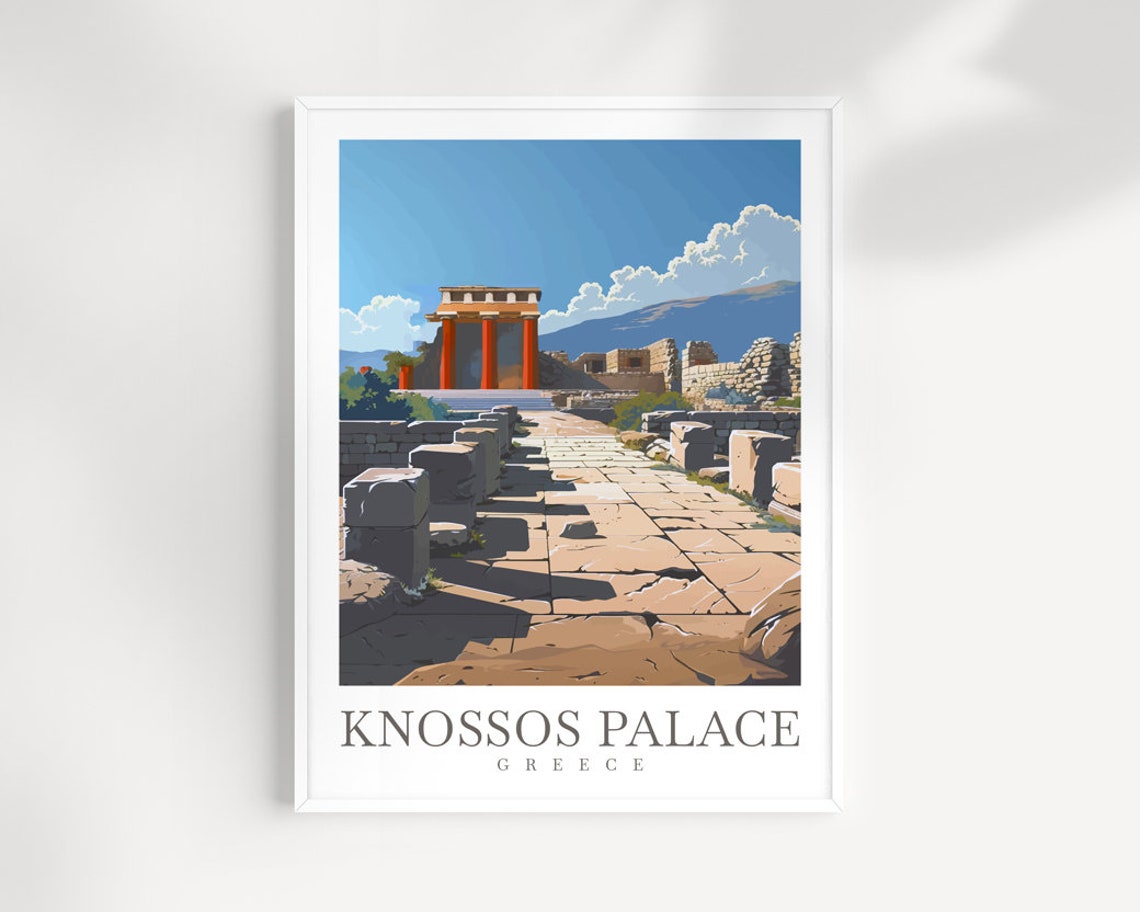 Knossos Palace Greece Ancient Red Columns Stone Ruins Courtyard Poster