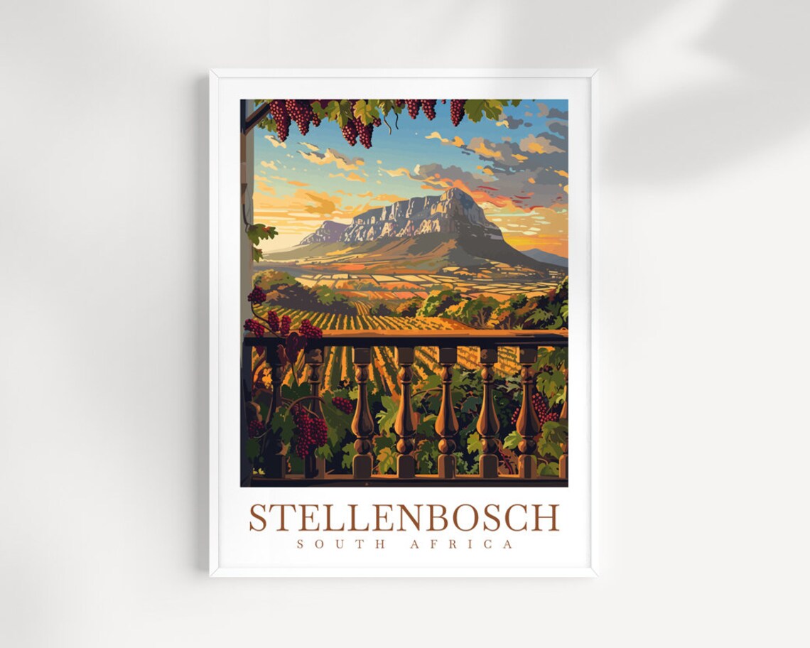 Stellenbosch Travel Print Wall Art South Africa Wall Hanging Home Dcor Stellenbosch Gift Art Lovers South Africa Art Print Stellenbosch Art