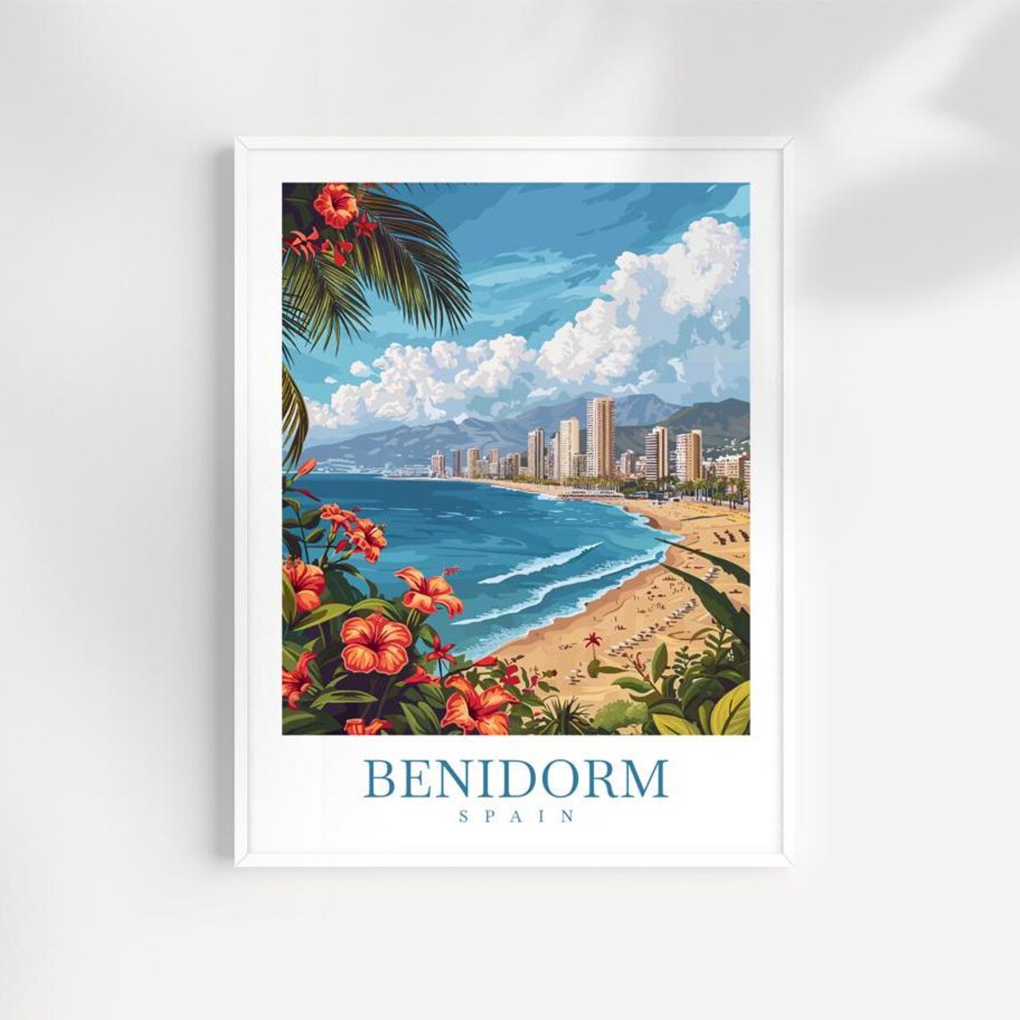 Benidorm Travel Poster, Spain Place Print