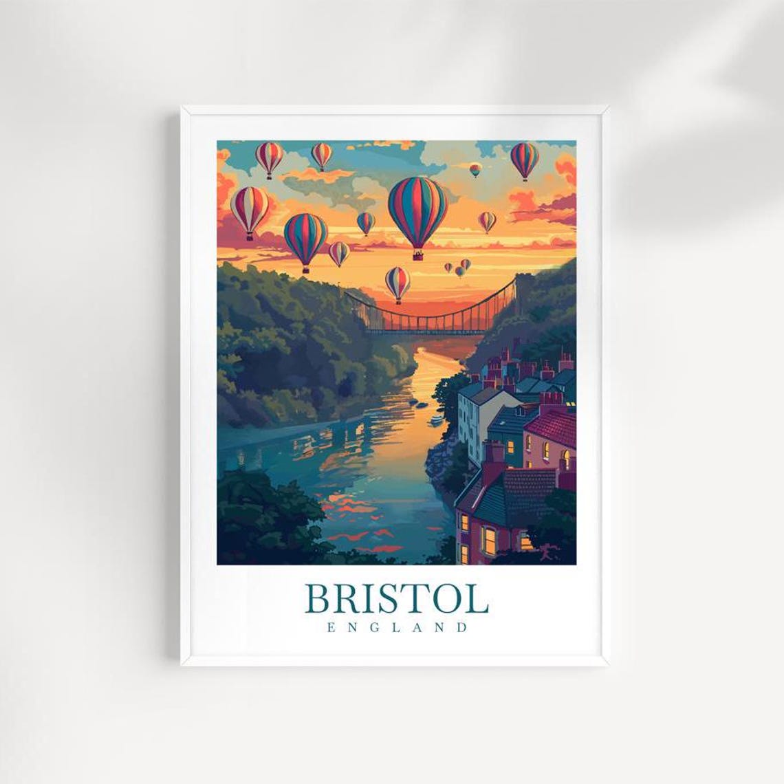 Bristol England Hot Air Balloon Fiesta Sunset River Gorge Poster