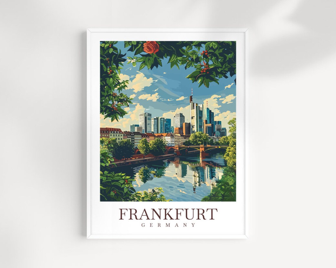 Frankfurt Travel Poster, Germany Travel Wall Art
