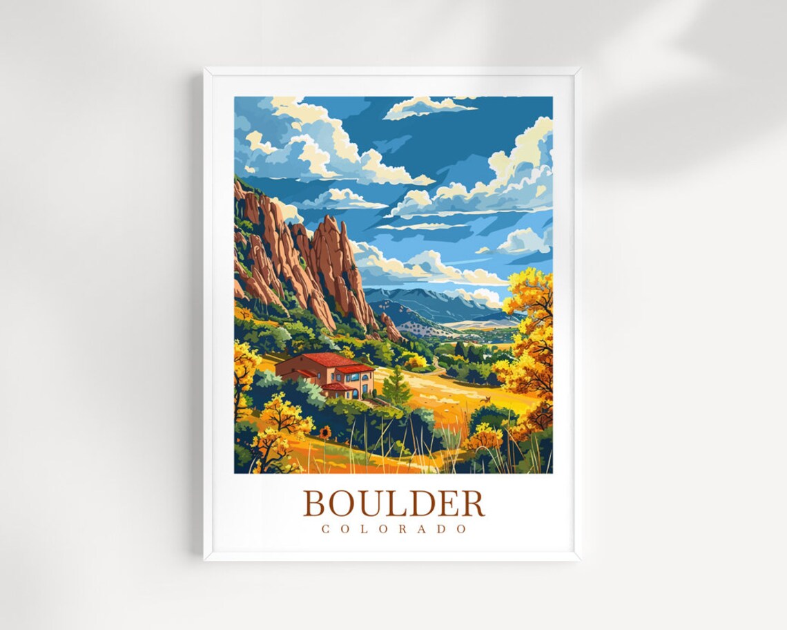 Boulder Travel Print, Colorado City Art Print