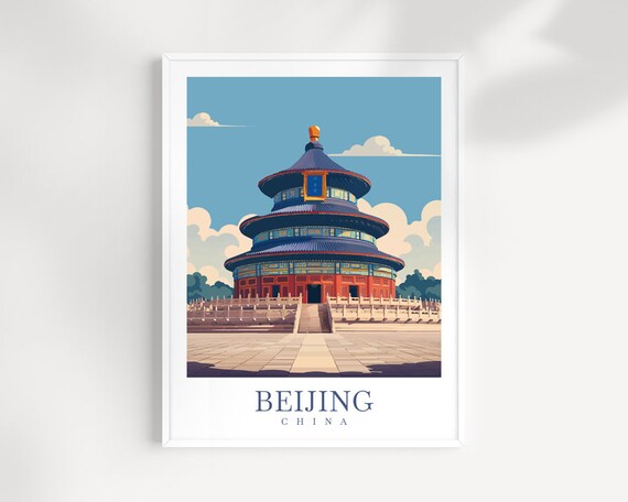 Beijing China Temple Of Heaven Vintage Travel Art Poster Gift