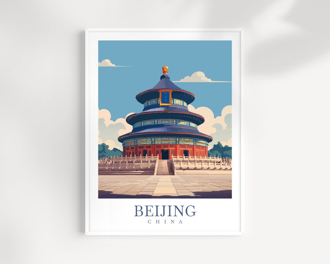 Beijing China Temple Of Heaven Vintage Travel Art Poster Gift