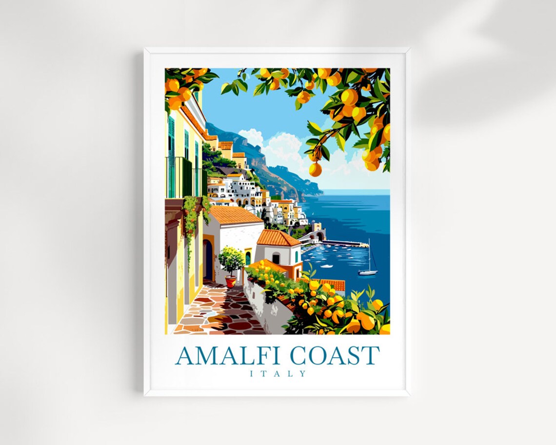 Amalfi Coast Travel Poster, Amalfi Italy