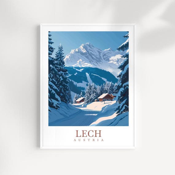 Lech Travel Print Wall Art Austria Wall Hanging Home Dcor Lech Gift Art Lovers Ski Art Lover Gift Lech Print Austria Ski