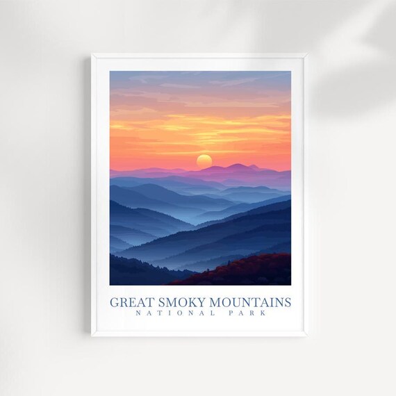 Great Smoky Mountains National Park Layered Ridges Sunset Poster